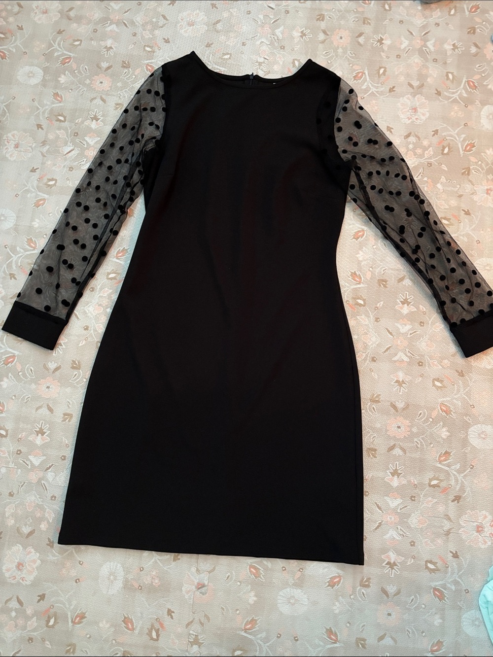 Aphratti Black Dress with sheer polka dot sleeves size XS